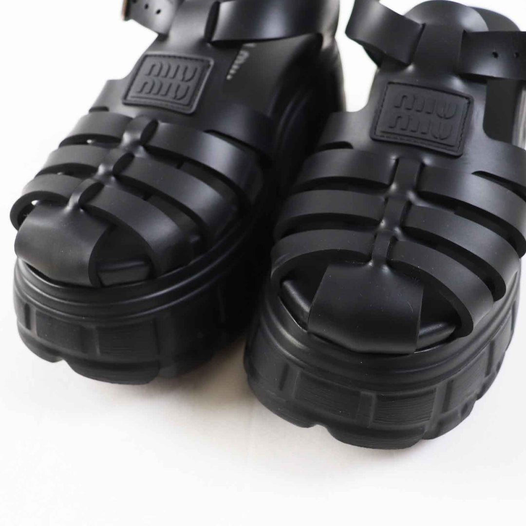 MIUMIU Sandals 5X709D Main: Rubber black EVA Women 36 Used Authentic