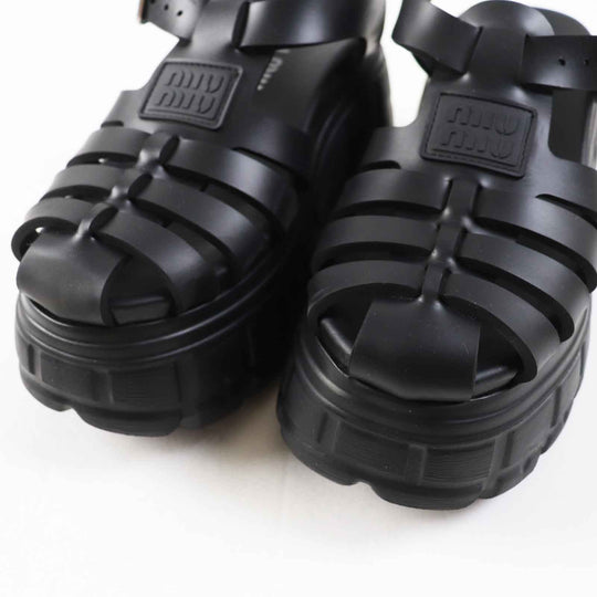 MIUMIU Sandals 5X709D Main: Rubber black EVA Women 36 Used Authentic