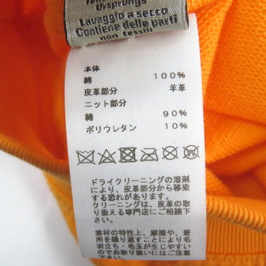 HERMES sweat Main: 100% cotton, Part: 90% cotton, Part: 10% polyurethane, Leather part: sheepskin Orange mens L Used Authentic