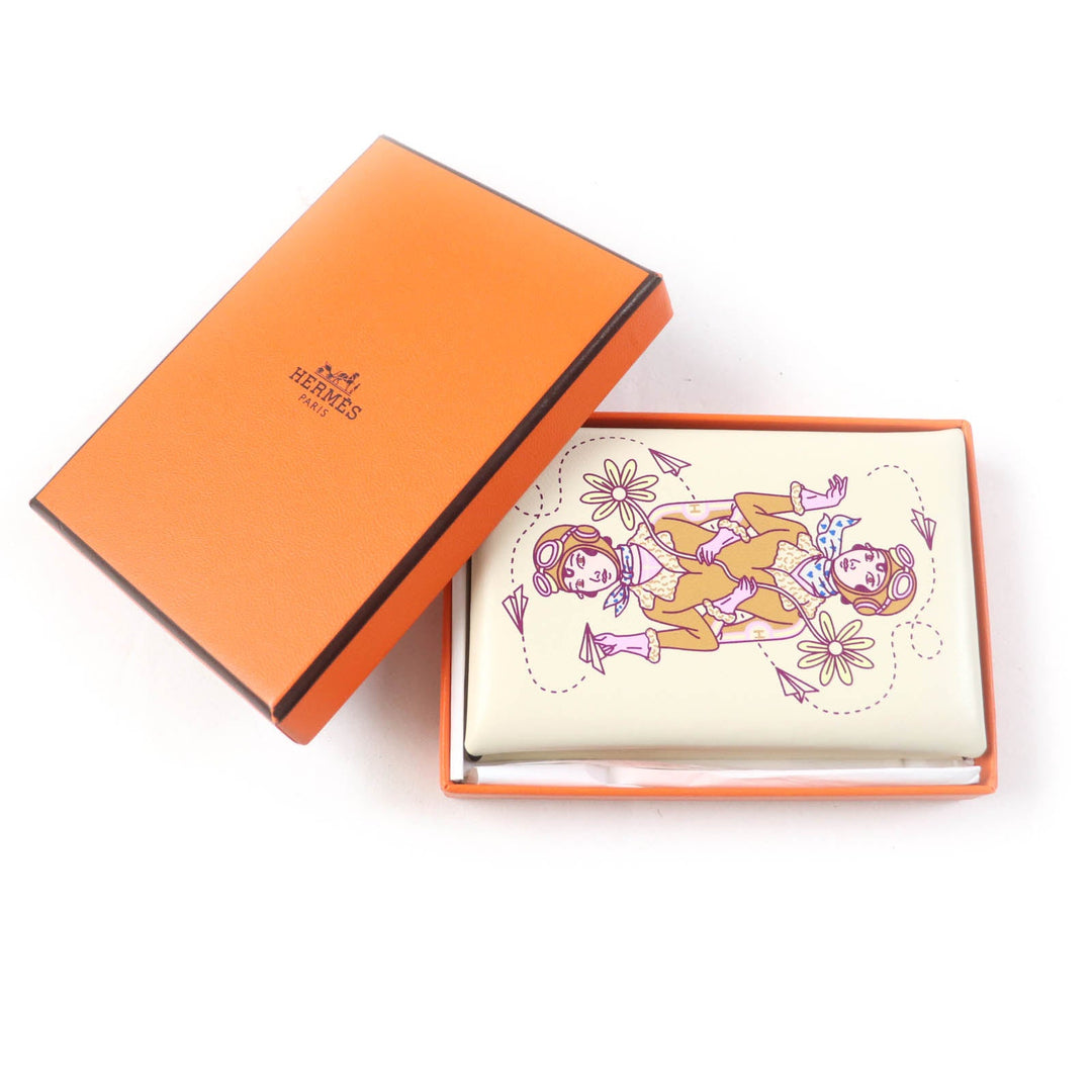 HERMES Card Case Main: Vaux Swift Nata Calvi Aviatris Women Used Authentic