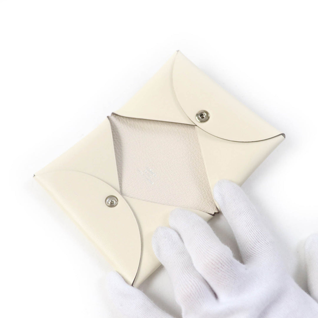 HERMES Card Case Main: Vaux Swift Nata Calvi Aviatris Women Used Authentic