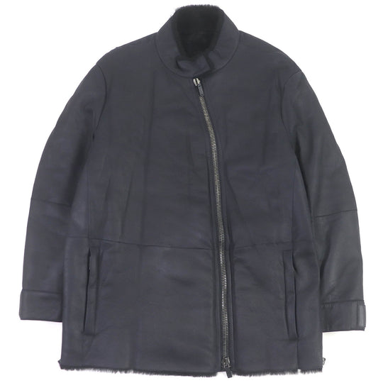 GIORGIO ARMANI Mouton coat BSR10P Outer: 100% lamb leather, Lining: 100% mouton, Part: 100% cotton Navy mens 54 Used Authentic