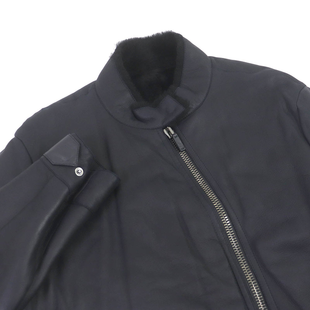 GIORGIO ARMANI Mouton coat BSR10P Outer: 100% lamb leather, Lining: 100% mouton, Part: 100% cotton Navy mens 54 Used Authentic