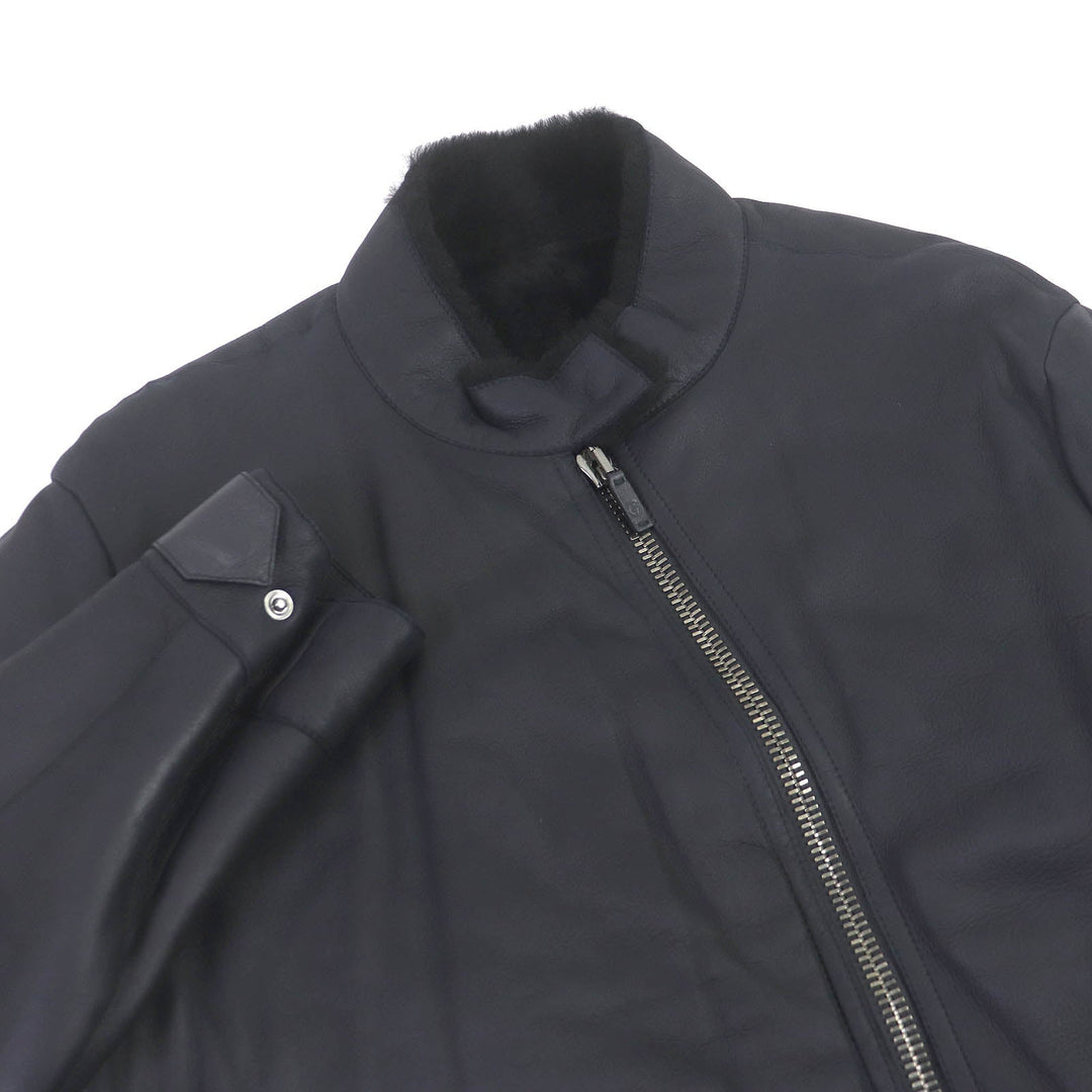 GIORGIO ARMANI Mouton coat BSR10P Outer: 100% lamb leather, Lining: 100% mouton, Part: 100% cotton Navy mens 54 Used Authentic