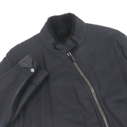 GIORGIO ARMANI Mouton coat BSR10P Outer: 100% lamb leather, Lining: 100% mouton, Part: 100% cotton Navy mens 54 Used Authentic