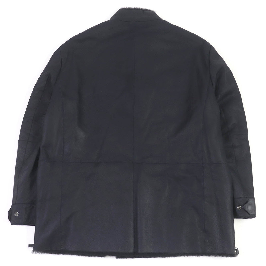 GIORGIO ARMANI Mouton coat BSR10P Outer: 100% lamb leather, Lining: 100% mouton, Part: 100% cotton Navy mens 54 Used Authentic
