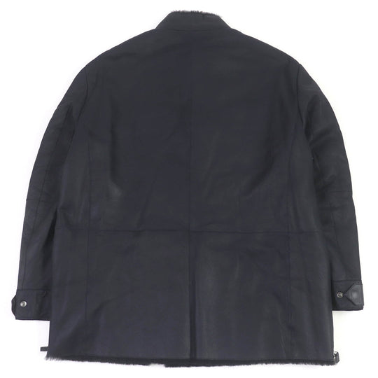 GIORGIO ARMANI Mouton coat BSR10P Outer: 100% lamb leather, Lining: 100% mouton, Part: 100% cotton Navy mens 54 Used Authentic