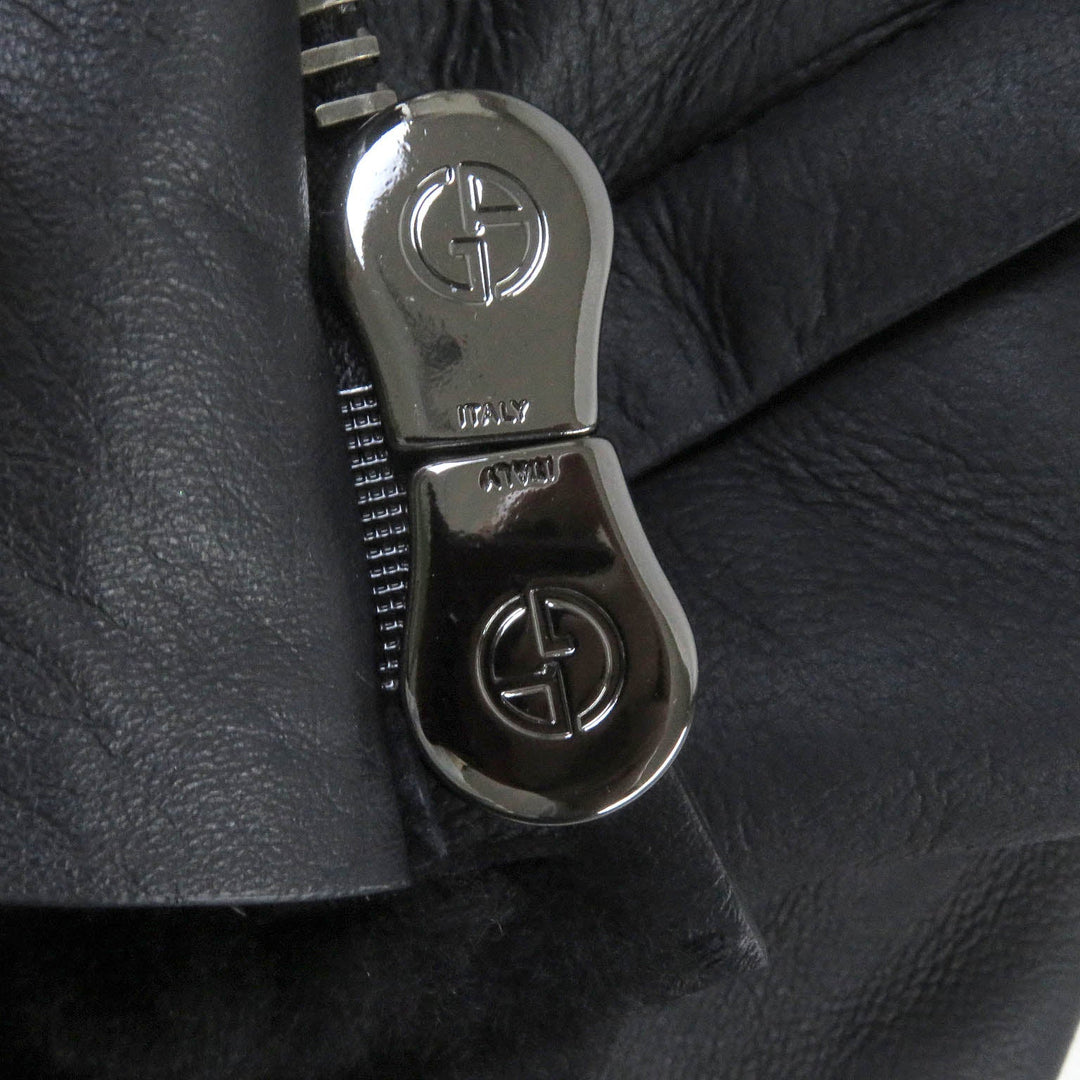 GIORGIO ARMANI Mouton coat BSR10P Outer: 100% lamb leather, Lining: 100% mouton, Part: 100% cotton Navy mens 54 Used Authentic