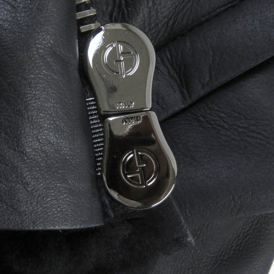 GIORGIO ARMANI Mouton coat BSR10P Outer: 100% lamb leather, Lining: 100% mouton, Part: 100% cotton Navy mens 54 Used Authentic