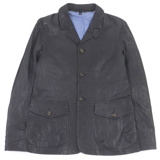 GIORGIO ARMANI leather jacket Outer: 100% lamb leather, lining: 100% cotton Navy mens 52 Used Authentic