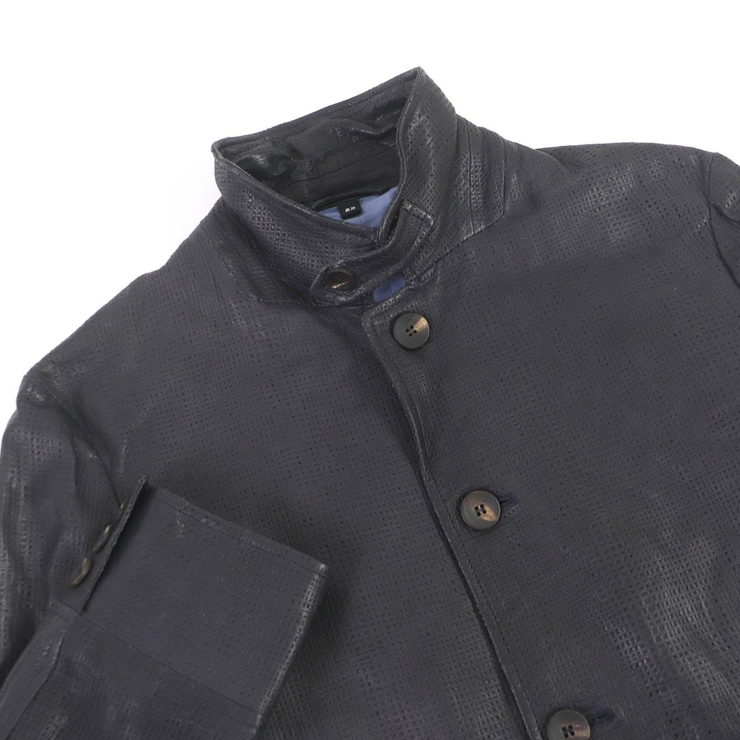 GIORGIO ARMANI leather jacket Outer: 100% lamb leather, lining: 100% cotton Navy mens 52 Used Authentic