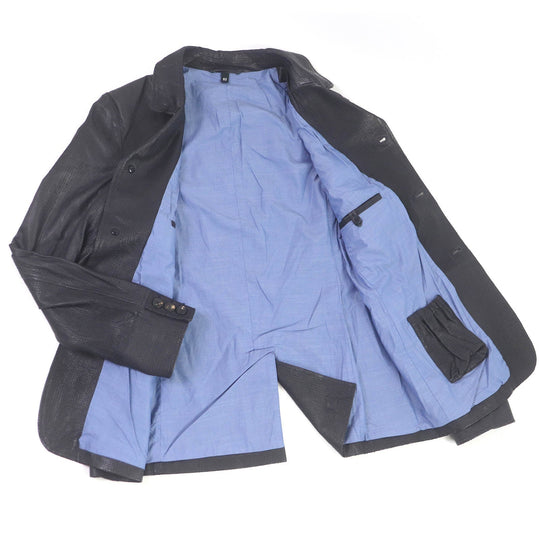 GIORGIO ARMANI leather jacket Outer: 100% lamb leather, lining: 100% cotton Navy mens 52 Used Authentic