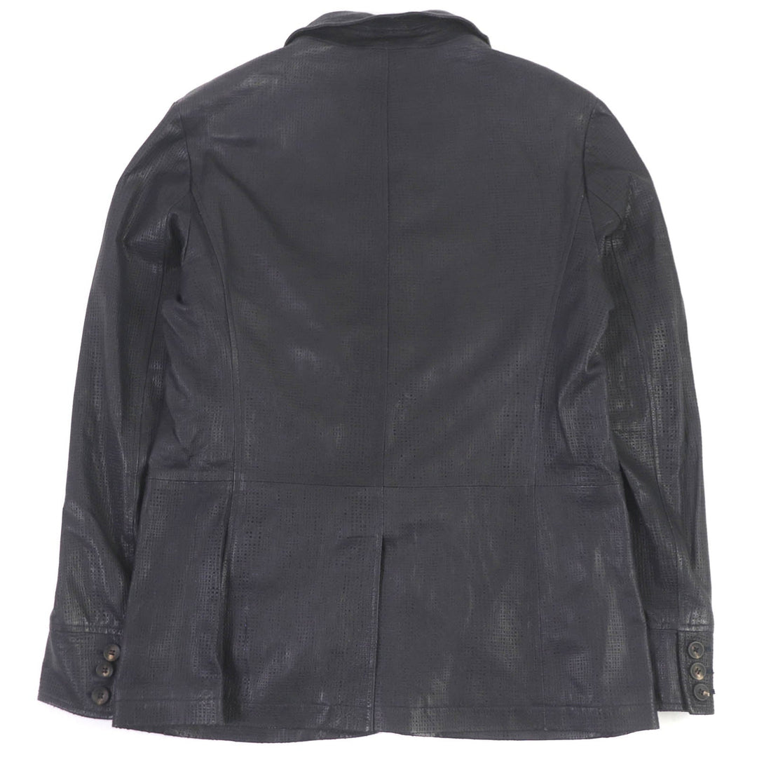 GIORGIO ARMANI leather jacket Outer: 100% lamb leather, lining: 100% cotton Navy mens 52 Used Authentic