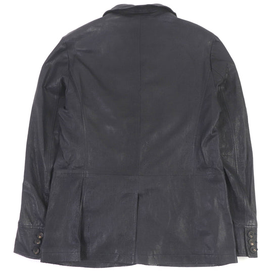 GIORGIO ARMANI leather jacket Outer: 100% lamb leather, lining: 100% cotton Navy mens 52 Used Authentic