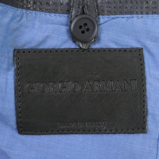 GIORGIO ARMANI leather jacket Outer: 100% lamb leather, lining: 100% cotton Navy mens 52 Used Authentic