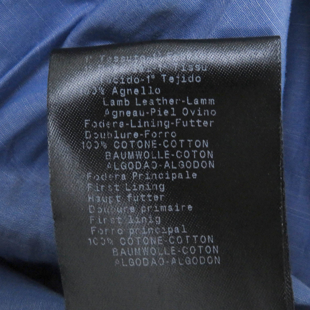 GIORGIO ARMANI leather jacket Outer: 100% lamb leather, lining: 100% cotton Navy mens 52 Used Authentic
