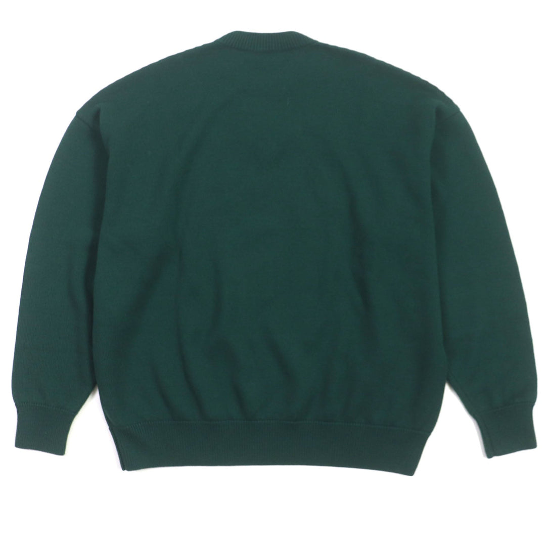 BALENCIAGA sweater 682005 Main: 100% wool, part: 50% polyester, part: 50% cotton, part: 100% polyester green LIMITED EDITION 9/80 PARIS logo embroidered crew neck knit mens S Used Authentic