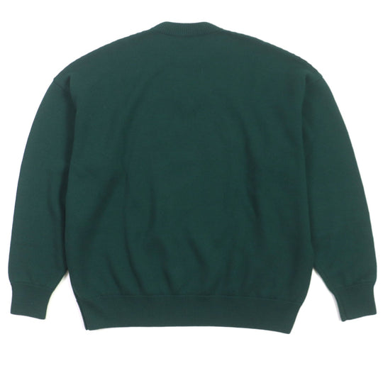 BALENCIAGA sweater 682005 Main: 100% wool, part: 50% polyester, part: 50% cotton, part: 100% polyester green LIMITED EDITION 9/80 PARIS logo embroidered crew neck knit mens S Used Authentic