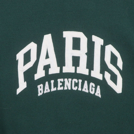 BALENCIAGA sweater 682005 Main: 100% wool, part: 50% polyester, part: 50% cotton, part: 100% polyester green LIMITED EDITION 9/80 PARIS logo embroidered crew neck knit mens S Used Authentic