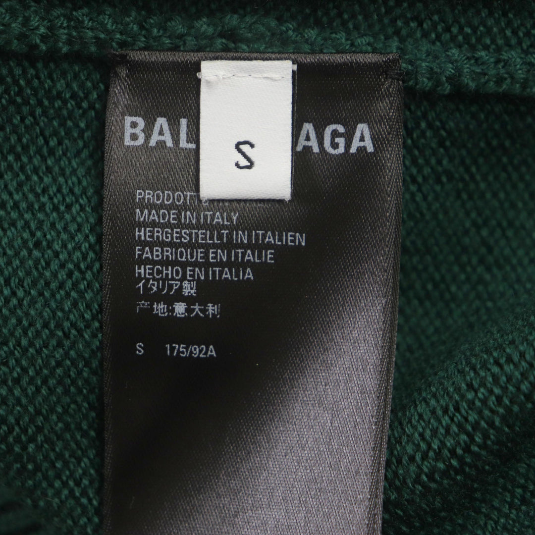 BALENCIAGA sweater 682005 Main: 100% wool, part: 50% polyester, part: 50% cotton, part: 100% polyester green LIMITED EDITION 9/80 PARIS logo embroidered crew neck knit mens S Used Authentic