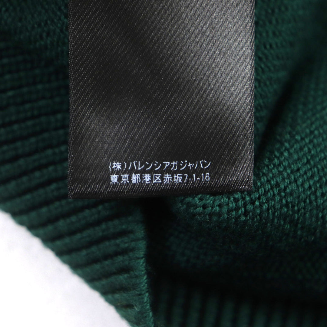 BALENCIAGA sweater 682005 Main: 100% wool, part: 50% polyester, part: 50% cotton, part: 100% polyester green LIMITED EDITION 9/80 PARIS logo embroidered crew neck knit mens S Used Authentic