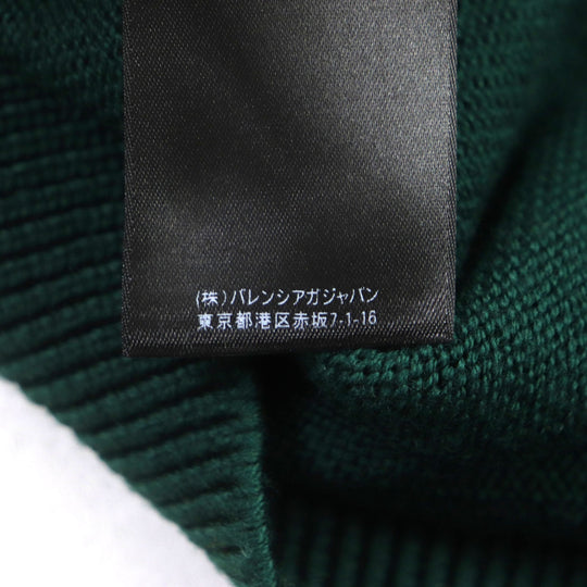 BALENCIAGA sweater 682005 Main: 100% wool, part: 50% polyester, part: 50% cotton, part: 100% polyester green LIMITED EDITION 9/80 PARIS logo embroidered crew neck knit mens S Used Authentic