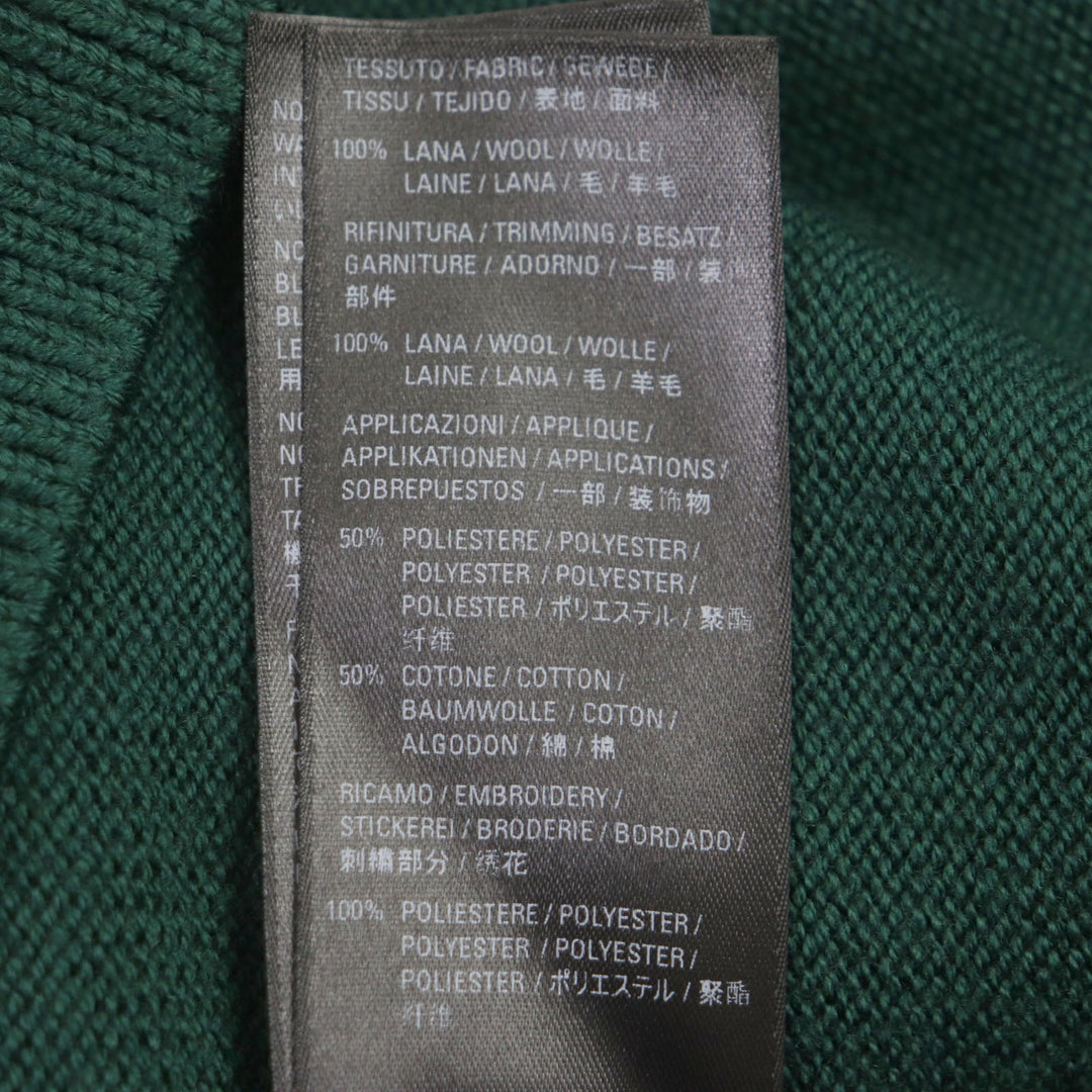 BALENCIAGA sweater 682005 Main: 100% wool, part: 50% polyester, part: 50% cotton, part: 100% polyester green LIMITED EDITION 9/80 PARIS logo embroidered crew neck knit mens S Used Authentic