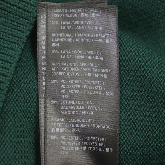 BALENCIAGA sweater 682005 Main: 100% wool, part: 50% polyester, part: 50% cotton, part: 100% polyester green LIMITED EDITION 9/80 PARIS logo embroidered crew neck knit mens S Used Authentic