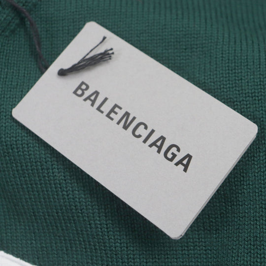 BALENCIAGA sweater 682005 Main: 100% wool, part: 50% polyester, part: 50% cotton, part: 100% polyester green LIMITED EDITION 9/80 PARIS logo embroidered crew neck knit mens S Used Authentic