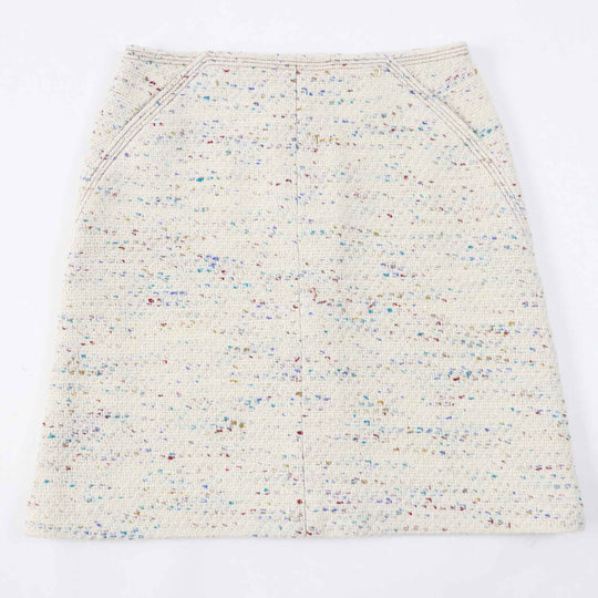 CHANEL skirt 03C P20369 Outer: 92% wool, Outer: 4% polyamide (nylon), Outer: 4% viscose, Lining: 100% silk Light Beige Multi Women 46 Used Authentic