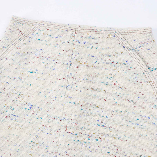 CHANEL skirt 03C P20369 Outer: 92% wool, Outer: 4% polyamide (nylon), Outer: 4% viscose, Lining: 100% silk Light Beige Multi Women 46 Used Authentic