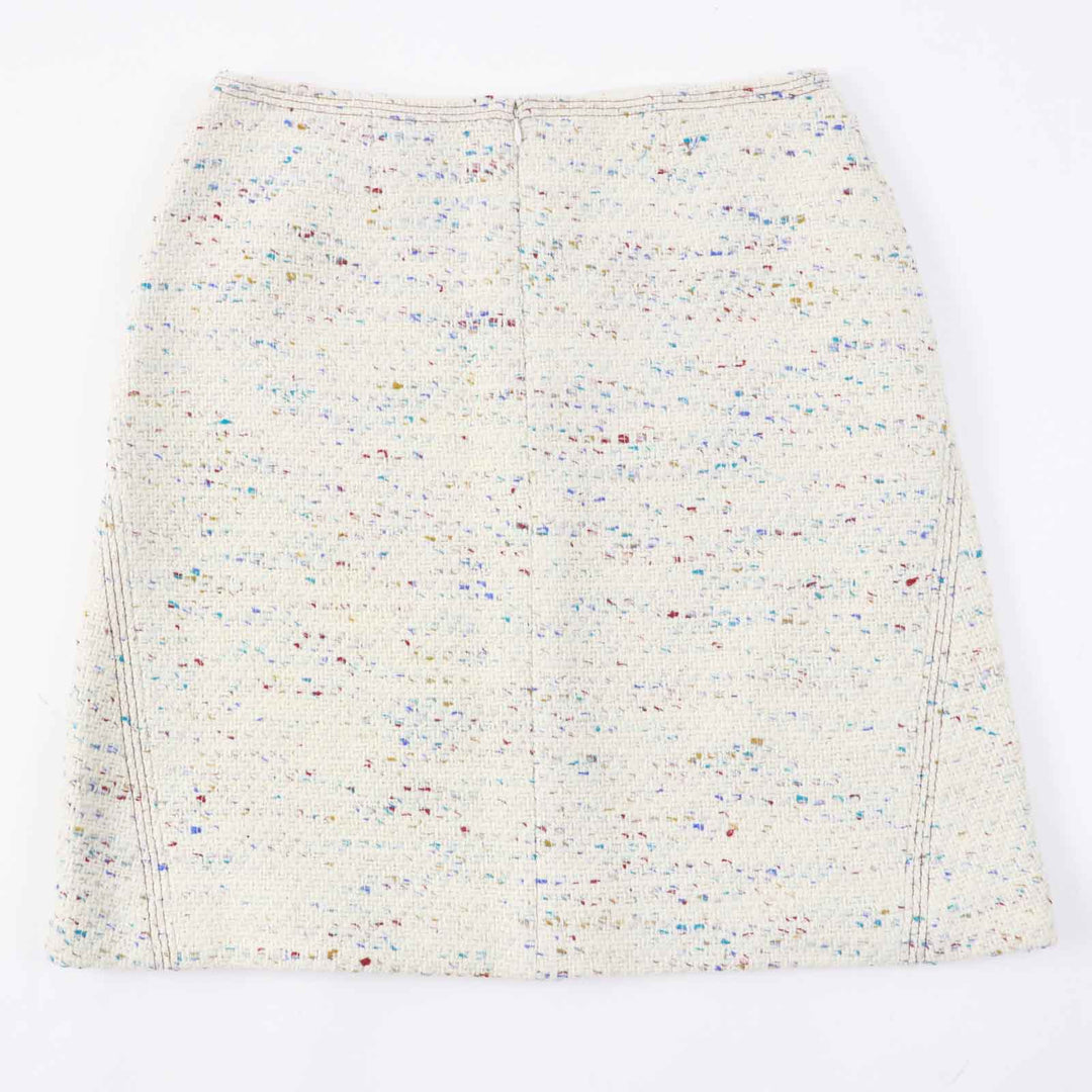 CHANEL skirt 03C P20369 Outer: 92% wool, Outer: 4% polyamide (nylon), Outer: 4% viscose, Lining: 100% silk Light Beige Multi Women 46 Used Authentic