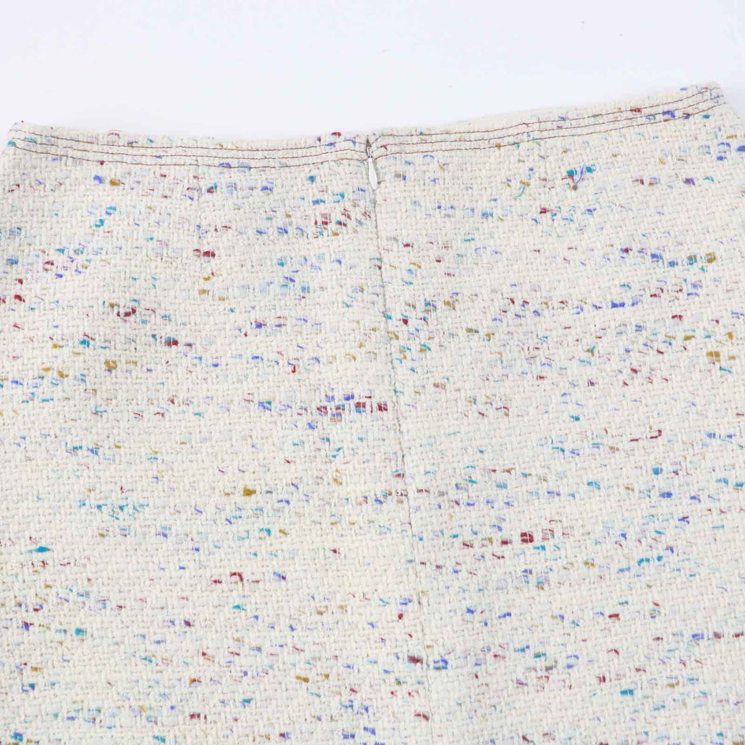 CHANEL skirt 03C P20369 Outer: 92% wool, Outer: 4% polyamide (nylon), Outer: 4% viscose, Lining: 100% silk Light Beige Multi Women 46 Used Authentic