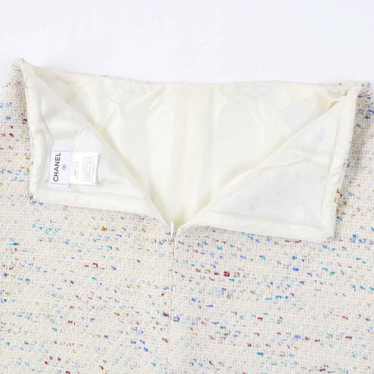 CHANEL skirt 03C P20369 Outer: 92% wool, Outer: 4% polyamide (nylon), Outer: 4% viscose, Lining: 100% silk Light Beige Multi Women 46 Used Authentic