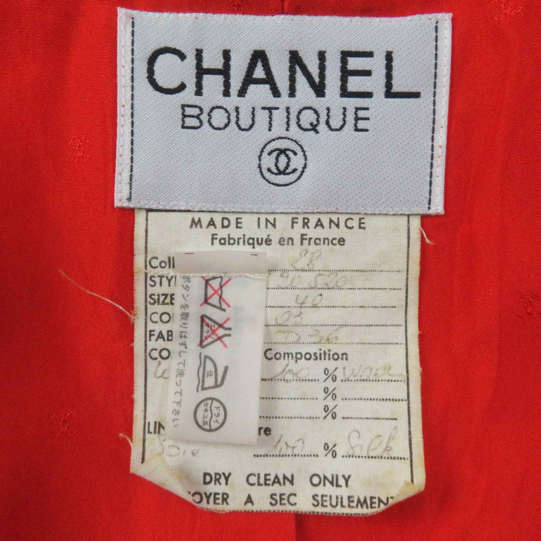 CHANEL setup Outer: 100% wool, Lining: 100% silk vermilion Women 40 Used Authentic