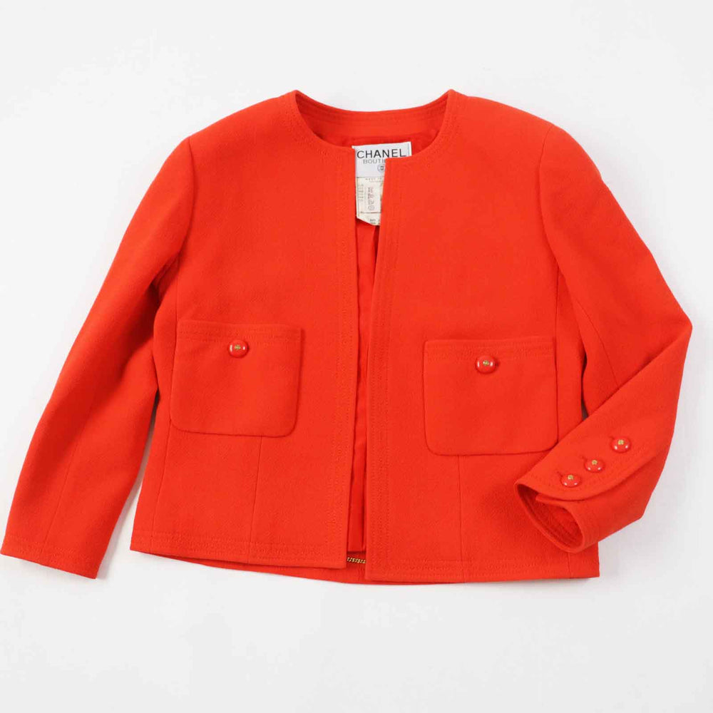 CHANEL setup Outer: 100% wool, Lining: 100% silk vermilion Women 40 Used Authentic