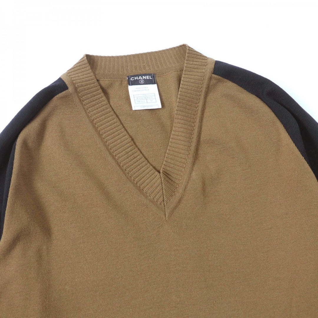 CHANEL knit 07A P31881 Main: 100% wool Brown black mens 50 Used Authentic