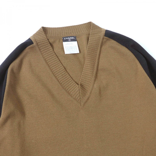 CHANEL knit 07A P31881 Main: 100% wool Brown black mens 50 Used Authentic