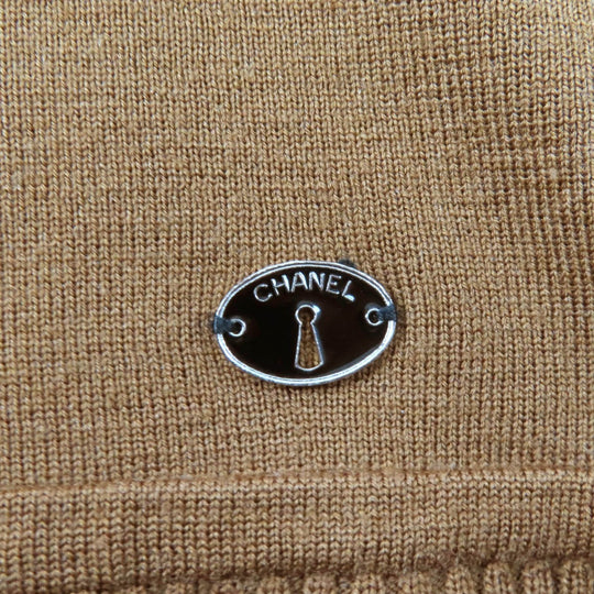CHANEL knit 07A P31881 Main: 100% wool Brown black mens 50 Used Authentic