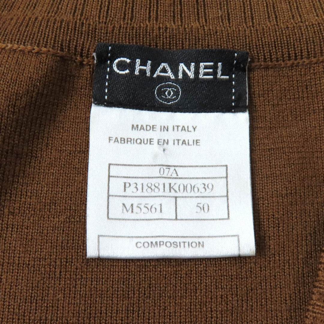CHANEL knit 07A P31881 Main: 100% wool Brown black mens 50 Used Authentic