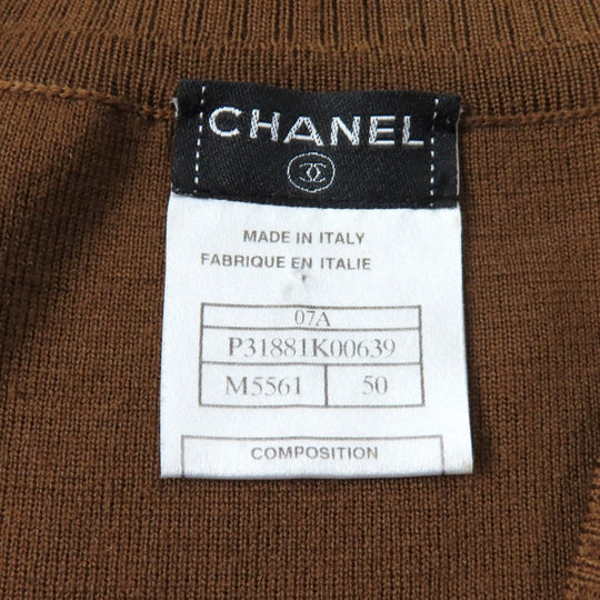 CHANEL knit 07A P31881 Main: 100% wool Brown black mens 50 Used Authentic
