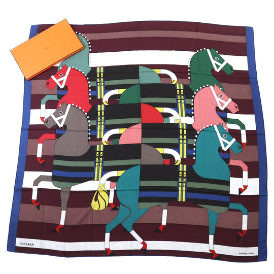 HERMES scarf 242708S Main: 70% cashmere, Main: 30% silk Brown ROCABAR Women Used Authentic
