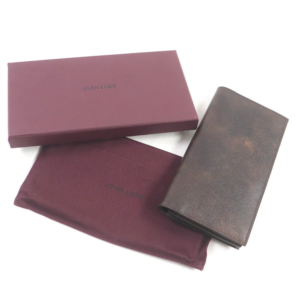 John Lobb Long Wallet Purse Main: Leather Brown CAVIA YEN WALLET mens Used Authentic