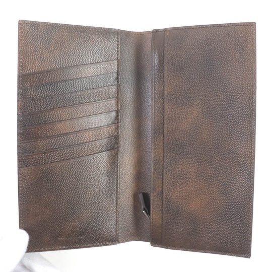 John Lobb Long Wallet Purse Main: Leather Brown CAVIA YEN WALLET mens Used Authentic