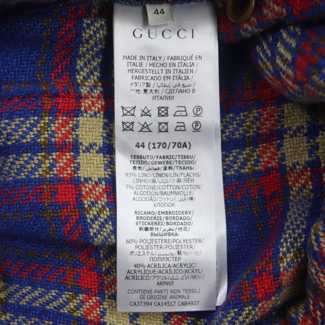 GUCCI Shorts 630590 Outer material: 93% linen, Outer material: 7% cotton, Part: 60% polyester, Part: 40% acrylic blue multi mens 44 Used Authentic