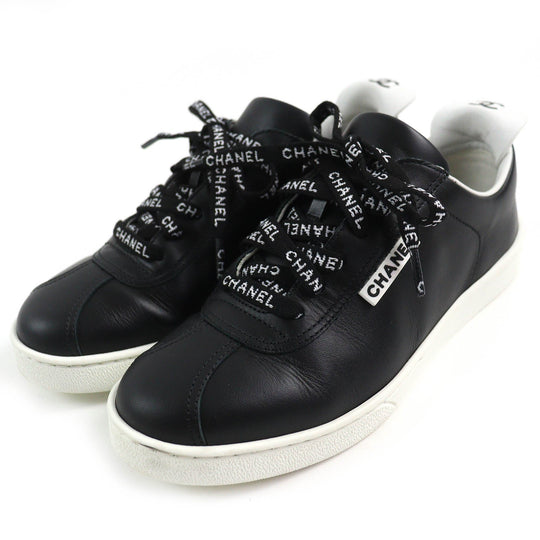 CHANEL Low cut sneakers G34085 Main: Leather Black White Women 36 Used Authentic