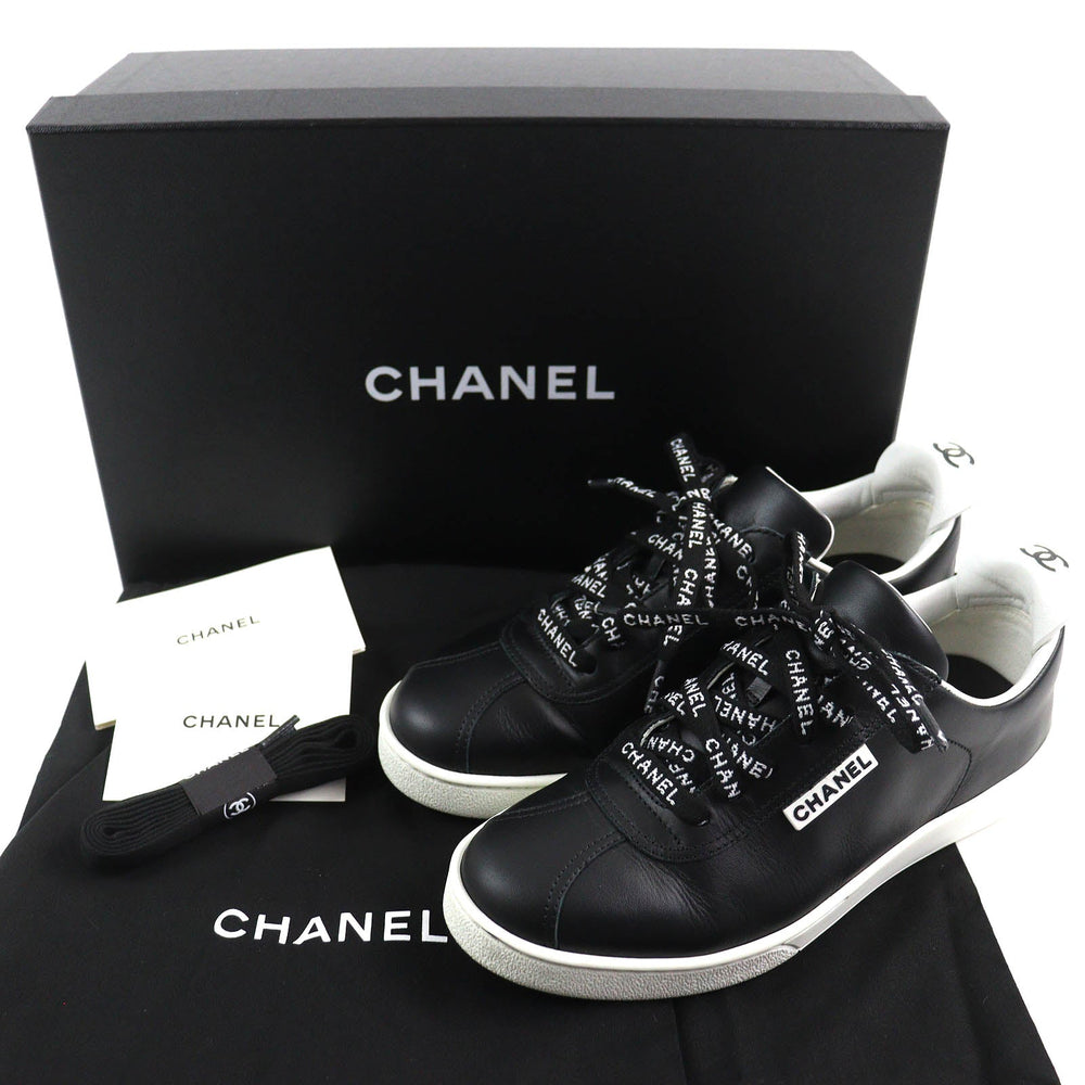 CHANEL Low cut sneakers G34085 Main: Leather Black White Women 36 Used Authentic