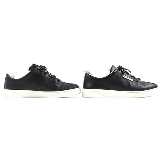 CHANEL Low cut sneakers G34085 Main: Leather Black White Women 36 Used Authentic