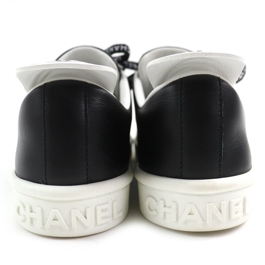 CHANEL Low cut sneakers G34085 Main: Leather Black White Women 36 Used Authentic