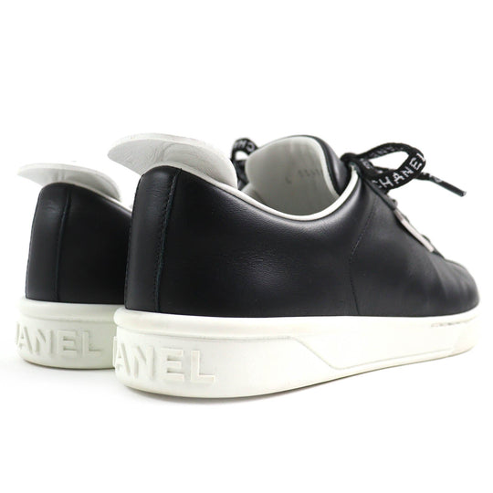 CHANEL Low cut sneakers G34085 Main: Leather Black White Women 36 Used Authentic
